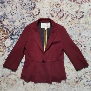 Anthropologie Tabitha Chandelier Blazer Single Button 3/4 Sleeve Striped Size M